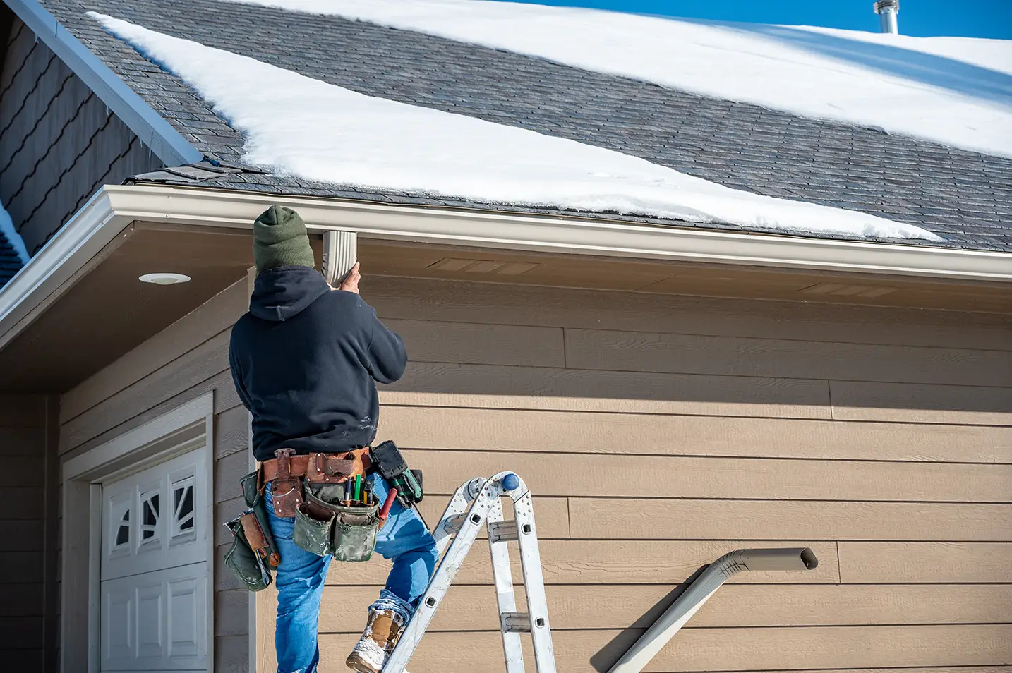 Gutters installed during winter